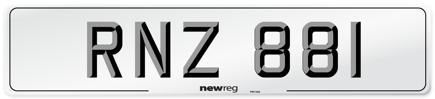 RNZ 881 Number Plate from New Reg
